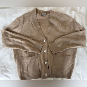 J. Crew Neutral Tan Button-Front Cashmere Cardigan